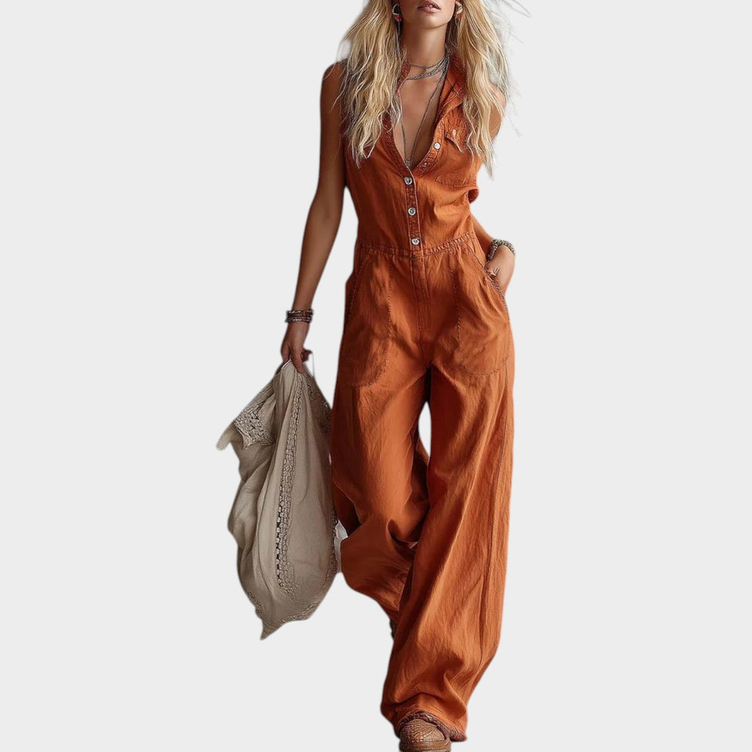 Chic Button-Front Wide-Leg Jumpsuit