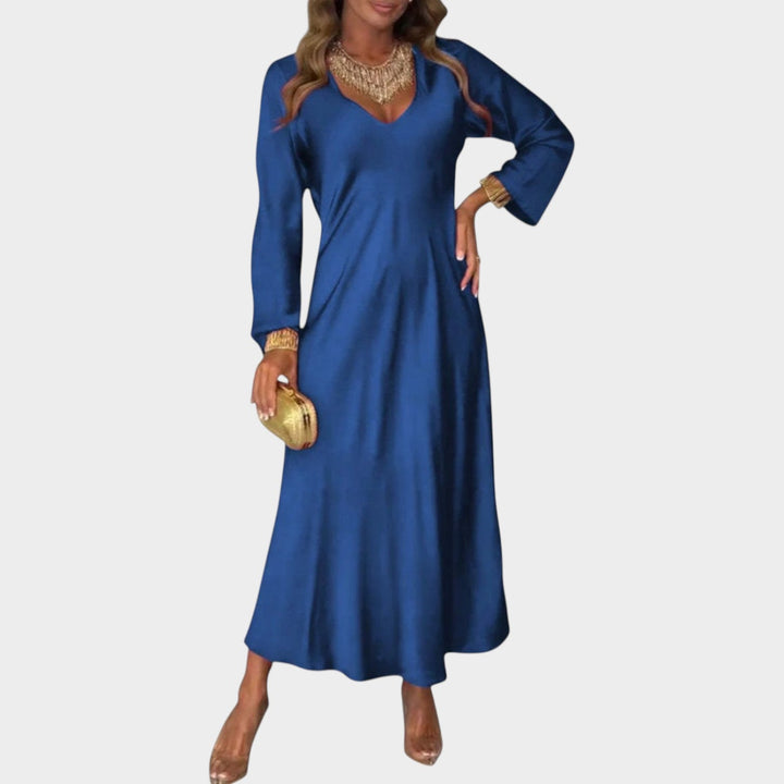 Elegant Satin V-Neck Maxi Dress