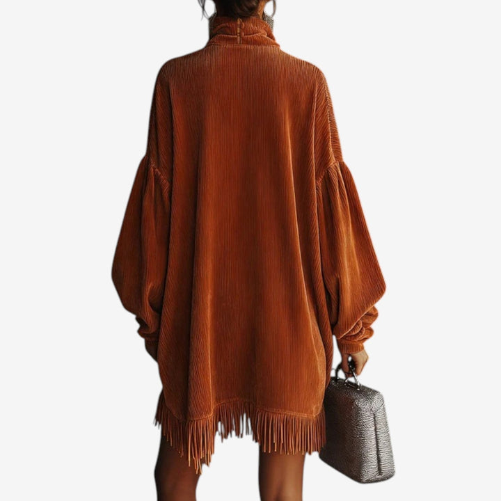 Knit Fringe Hem Sweater Dress