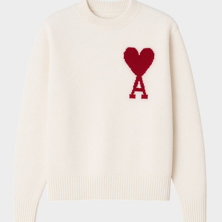 Women's Heart Embroidered Knit Sweater