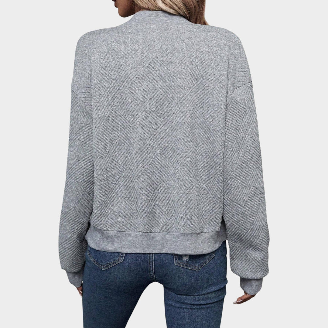 Women’s Bomber Jacket Casual Textured Zip Up Lightweight