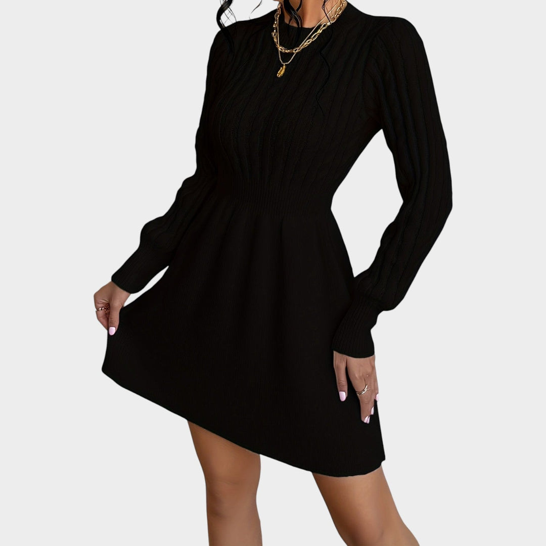 A-Line Cable Knit Mini Sweater Dress