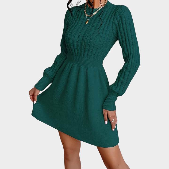A-Line Cable Knit Mini Sweater Dress