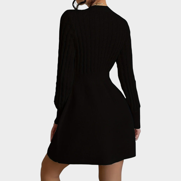 A-Line Cable Knit Mini Sweater Dress