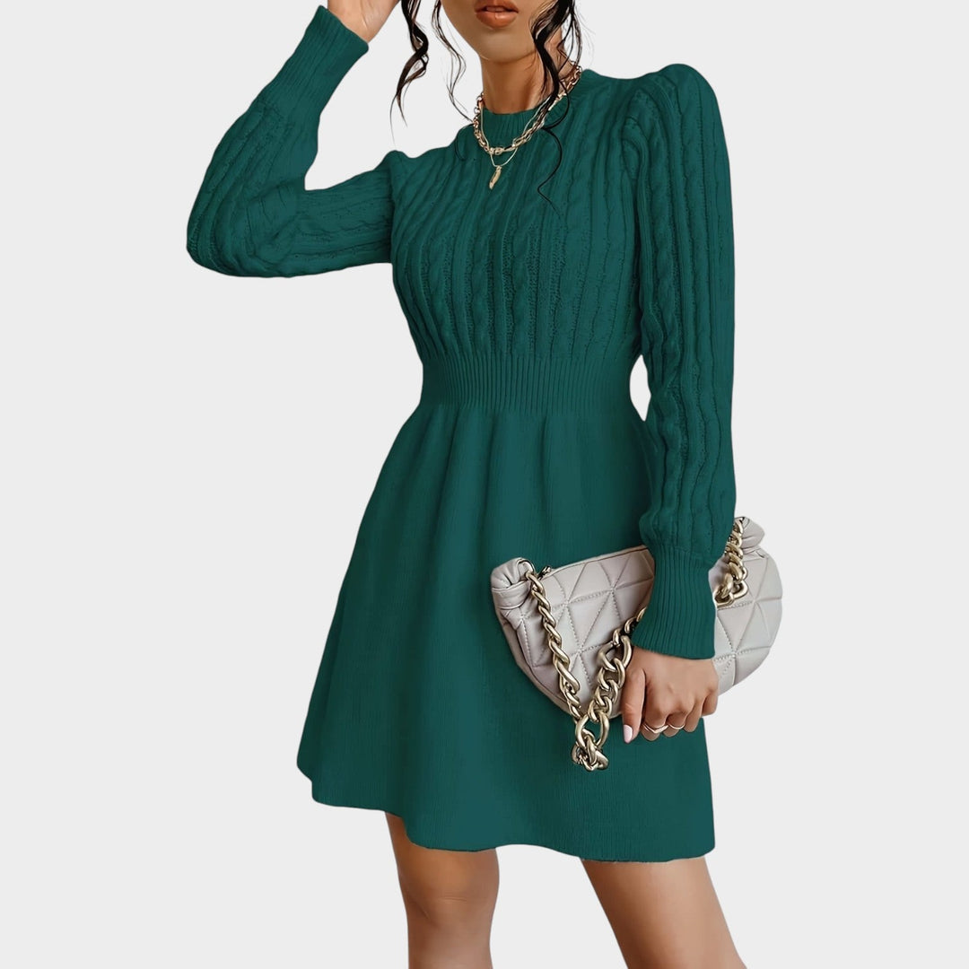 A-Line Cable Knit Mini Sweater Dress
