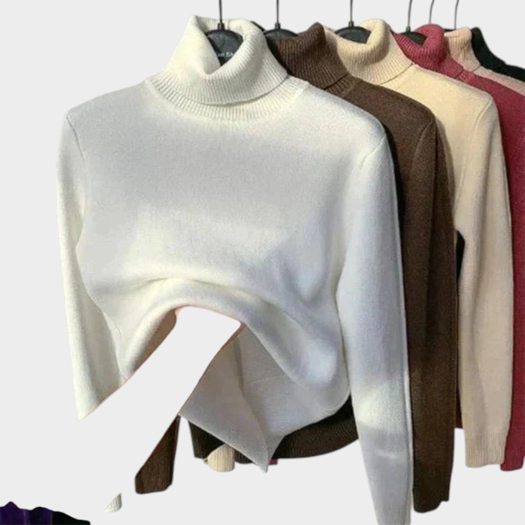 Cosy Fleece-Lined Knit Turtleneck Sweater