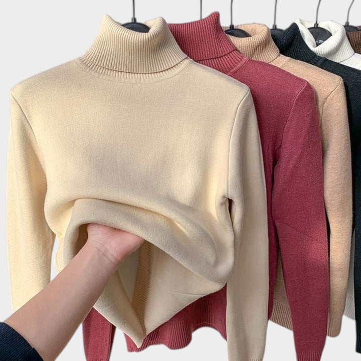 Cosy Fleece-Lined Knit Turtleneck Sweater