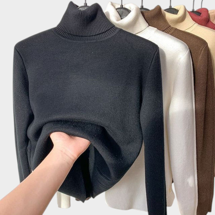 Cosy Fleece-Lined Knit Turtleneck Sweater