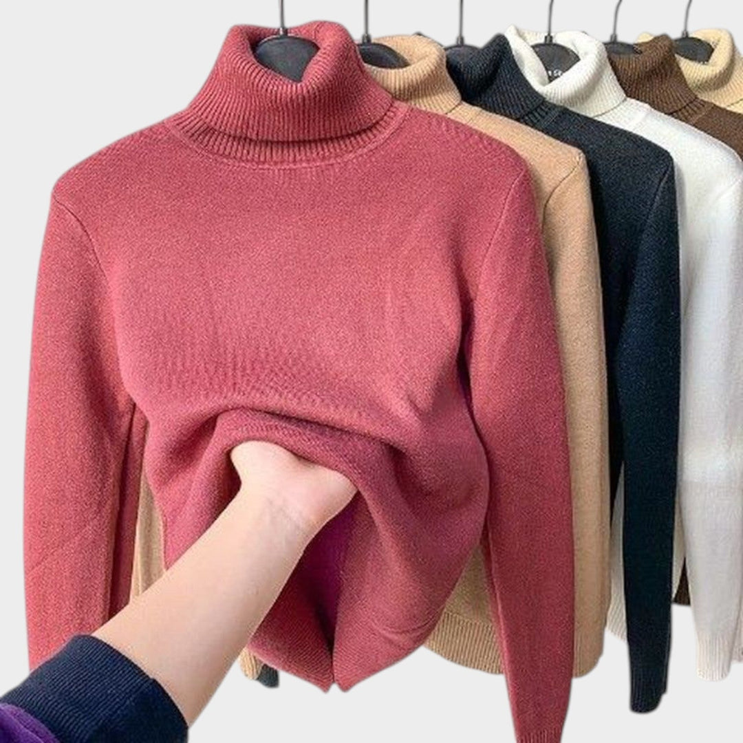 Cosy Fleece-Lined Knit Turtleneck Sweater